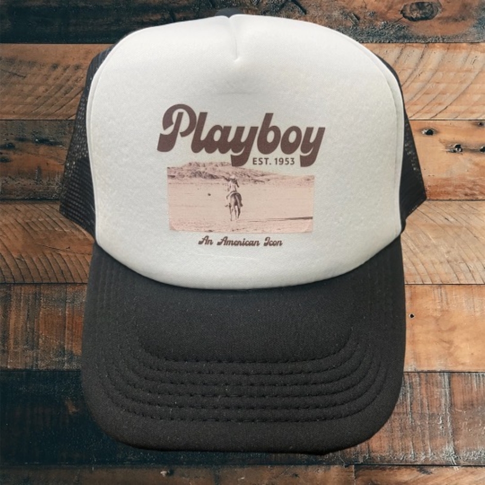 Snap back playboy trucker hat